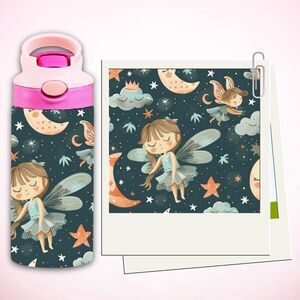 Green Fairy Printed Personalized Reusable Tumbler, Toddler Sippy Cup with S…